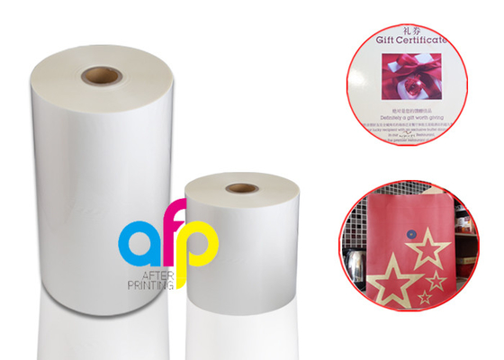 ฟิล์มเคลือบคุณภาพสูงเคลือบฟิล์มความร้อน Bopp สีขาวสำหรับกระดาษ / กระดาษแข็ง